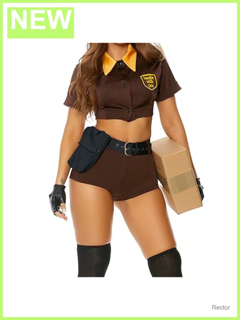 Halloween Postal Delivery Costume Set with Top Shorts Belt Socks Gloves Hat